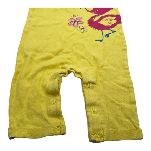 The Children Place Yellow Baby Romper 3-6M Pink Bird & Floral Snap Closure - Picture 6 of 7